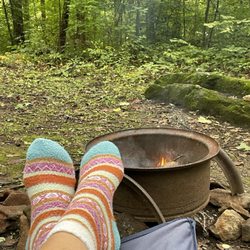 Boulder Woods Campground - Campfire and site view.