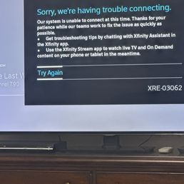 Error message from xfinity Error message from xfinity