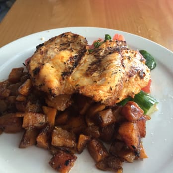 Blue Collar - Grilled Chicken with watermelon and cucumber salad over butternut squash. - Comfort Food Near Me - Miami, Florida Blue Collar - Grilled Chicken with watermelon and cucumber salad over butternut squash. - Comfort Food Near Me - Miami, Florida