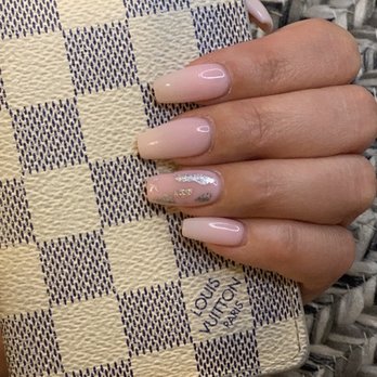 Pine Nails & Spa - Pink/white ombré with silver foil - Nail Salons Near Me - Chino Hills, California Pine Nails & Spa - Pink/white ombré with silver foil - Nail Salons Near Me - Chino Hills, California