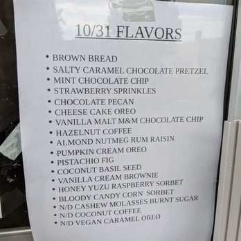 Scoops - Flavor list posted outside - Ice Cream & Frozen Yogurt Near Me - Los Angeles, California