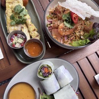 Up Thai - Chicken Satay; Pomelo Salad With Grilled Shrimp; Salad Roll - Thai Near Me - New York, New York Up Thai - Chicken Satay; Pomelo Salad With Grilled Shrimp; Salad Roll - Thai Near Me - New York, New York
