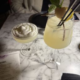 Coconut mocktail and white sangria Coconut mocktail and white sangria