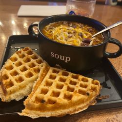 Society American Nosherie - Chilli and cornbread waffle. Wow
