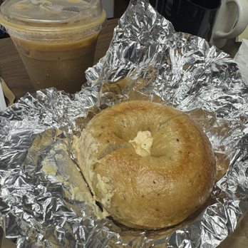 Rosen’s Bagels - Rosemary Bagel with Veggie Schmear & Vietnamese Coffee - Bagels Near Me - Austin, Texas