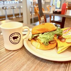 Well Fed - Cheeseburger and coffee,