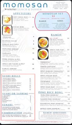 Menu photo 4 Momosan Waikiki Honolulu, HI