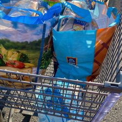 ALDI - 3 full bags of groceries and a case of water ... $108.00 meats, veggies, fruits, potatoes, snacks and more