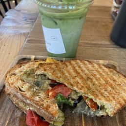 Mykonos sandwich and matcha