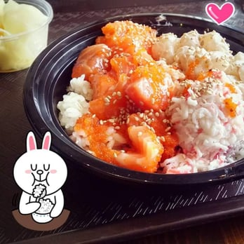 Poke Salad Bar - Mmm! Large poke bowl with (2) scoops of salmon, ahi tuna, scallop, and crab meat. I take my ginger on the side. - Poke Near Me - Pasadena, California Poke Salad Bar - Mmm! Large poke bowl with (2) scoops of salmon, ahi tuna, scallop, and crab meat. I take my ginger on the side. - Poke Near Me - Pasadena, California
