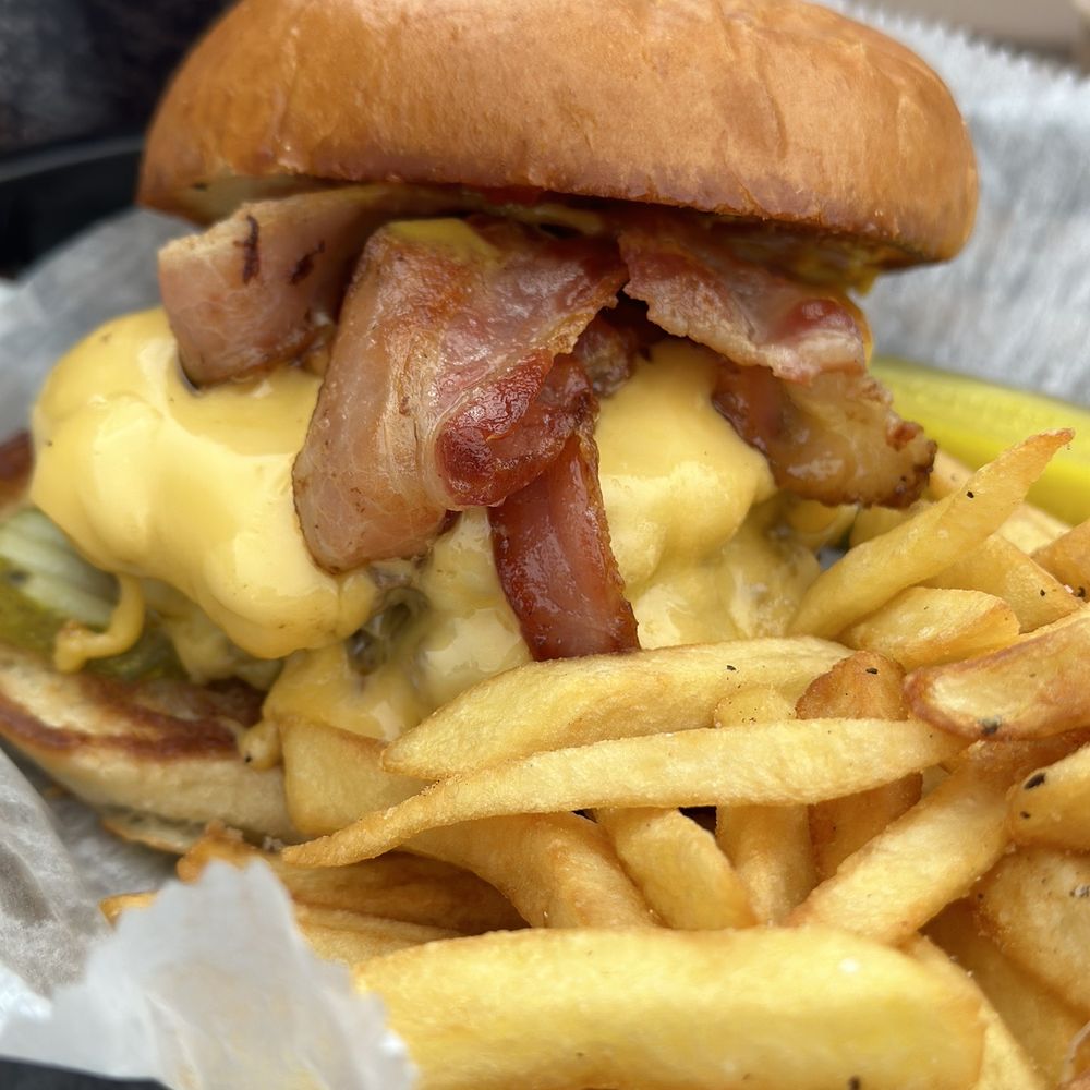 Smash burger and fries Smash burger and fries