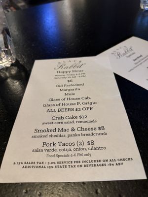 Menu photo 1 Black Rabbit Nashville, TN