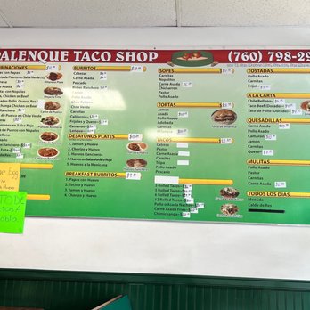 El Palenque Taco Shop - Menu - Mexican Near Me - San Marcos, California