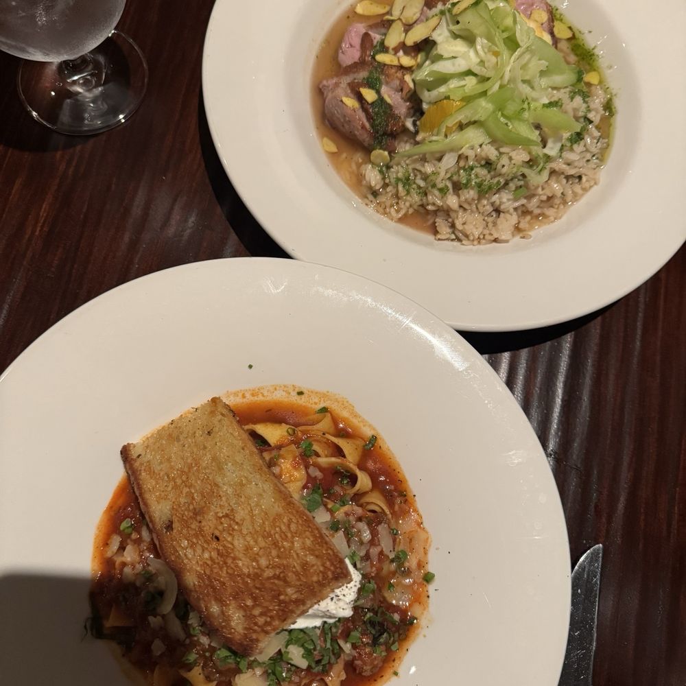1833 Kitchen and Bar - Bolognese (8/10) and roasted duck (8/10); not pictured is a hornet's nest cocktail (9/10) - American Near Me - Aurora, New York 1833 Kitchen and Bar - Bolognese (8/10) and roasted duck (8/10); not pictured is a hornet's nest cocktail (9/10) - American Near Me - Aurora, New York