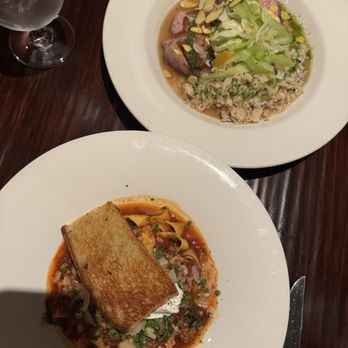 1833 Kitchen and Bar - Bolognese (8/10) and roasted duck (8/10); not pictured is a hornet's nest cocktail (9/10) - American Near Me - Aurora, New York