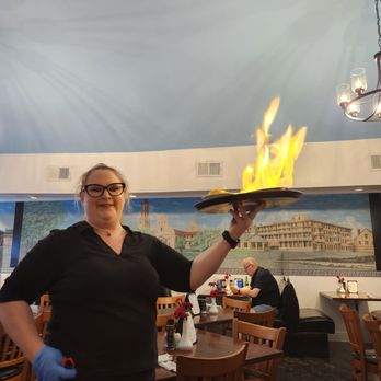 Athena Restaurant - Stagnaki- flaming cheese - Greek Near Me - St. Augustine, Florida