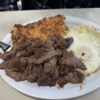 Eat at Rudy's - Country Fried Steak with Eggs cook to perfection so tender and great portions!!! - Diners Near Me - Torrance, California