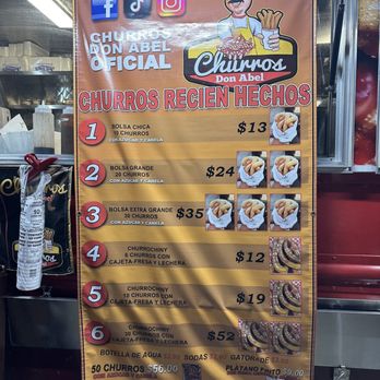 Churros Don Abel - Menu (8/4/24) - Food Trucks Near Me - La Puente, California