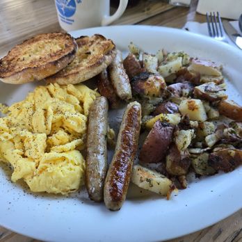 First Awakenings - Turkey sausage, eggs, homestyle potatoes and English muffin - Breakfast & Brunch Near Me - Monterey, California