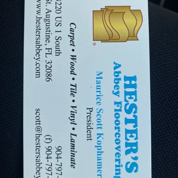 Hester's Floor Covering - Owner...Maurice Kophamer - Carpeting Near Me - Saint Augustine, Florida Hester's Floor Covering - Owner...Maurice Kophamer - Carpeting Near Me - Saint Augustine, Florida
