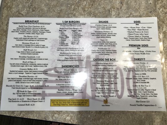 Menu photo 1 The Wood Restaurant Glasgow, MT Menu photo 1 The Wood Restaurant Glasgow, MT