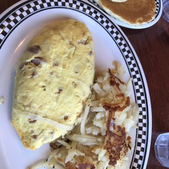 Cozy Corner - Ham and cheese omelet with hash browns and pancakes. - Burgers Near Me - Chicago, Illinois