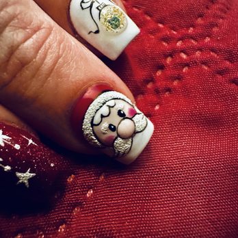 Dazzling Nails and Spa - Such a cute Santa, hand painted by Tammy - Nail Salons Near Me - Sacramento, California