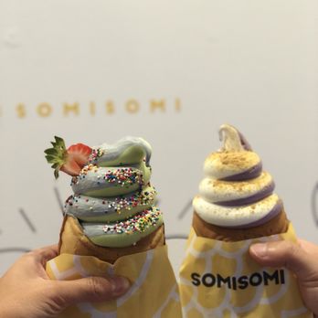 Somisomi - Matcha black sesame with Nutella and milk and ube with custard - Ice Cream & Frozen Yogurt Near Me - Irvine, California