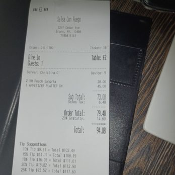 Salsa Con Fuego - The bill - Bars Near Me - Bronx, New York
