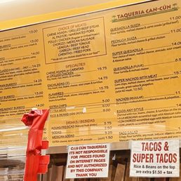 Menu. Sign says not responsible for internet prices (the yell app has things at like 1/3 the price)