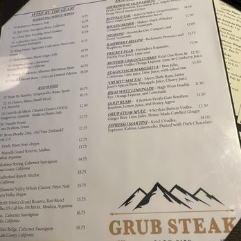 Grub Steak Restaurant - Menu 1 - Steakhouses Near Me - Park City, Utah Grub Steak Restaurant - Menu 1 - Steakhouses Near Me - Park City, Utah