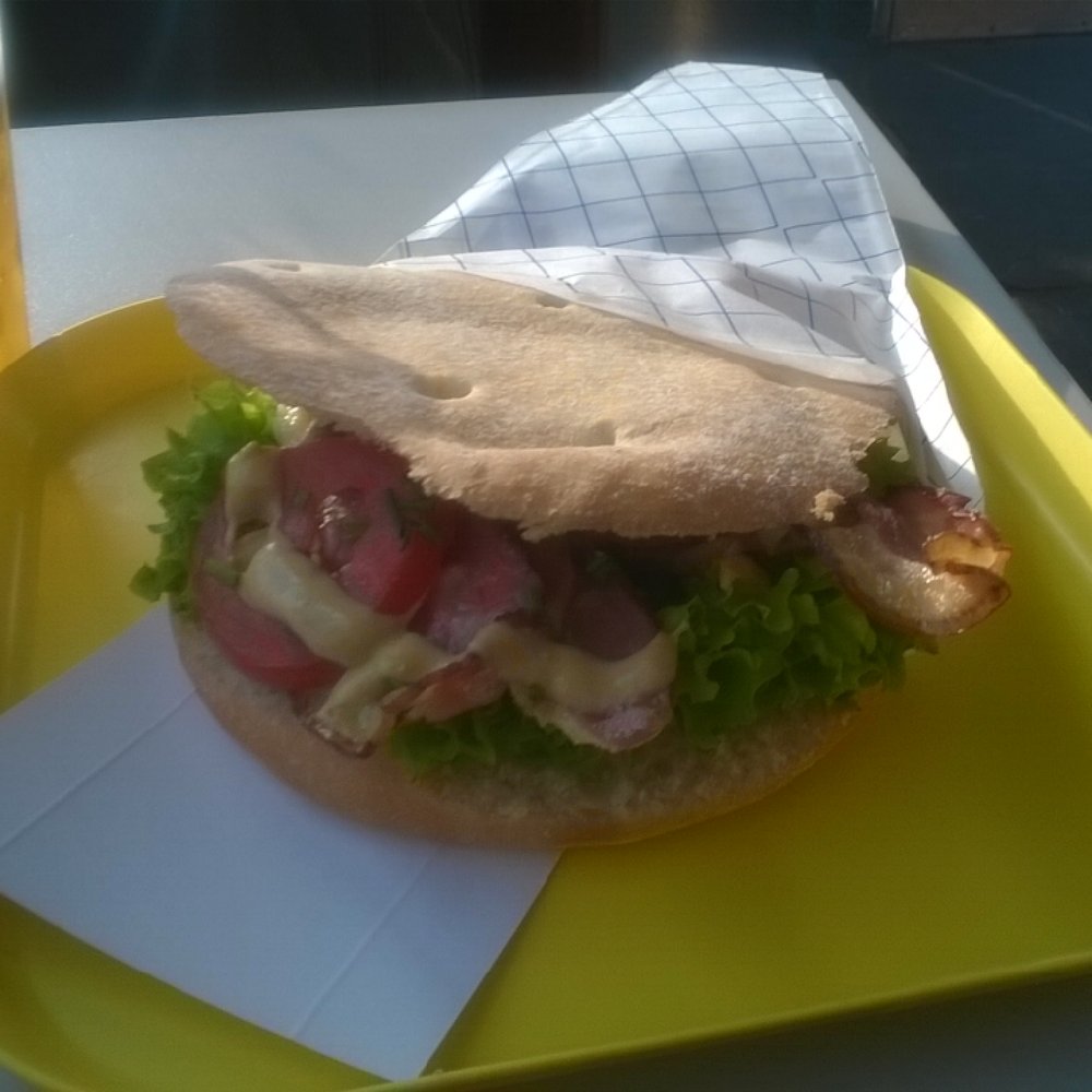 Pantograf Cafe - Bakonaria. Bacon and egg sandwich. - Cafes Near Me - Kraków, Massachusetts