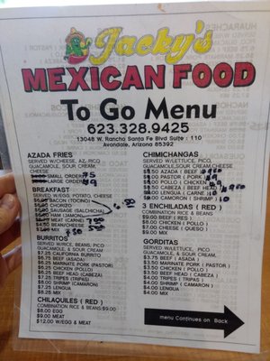 Menu photo 3 Jacky's Mexican Food Avondale, AZ Menu photo 3 Jacky's Mexican Food Avondale, AZ