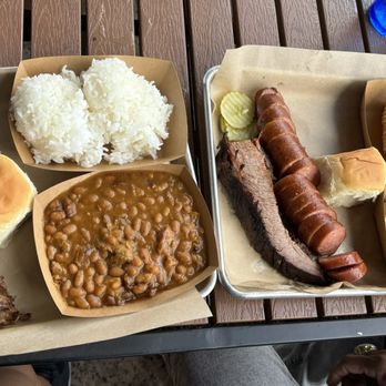 TEX 808 BBQ & Brews - Single Plate- smoked brisket, beans & rice  Double Plate- Smoked Brisket, Smoked Sausage, Mac N' Cheese, BBQ Corn on the Cob - Barbeque Near Me - Honolulu, Hawaii