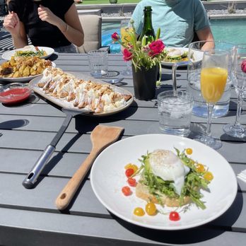 Chef Dean Karatas - Our first day - toast 2 ways... poached eggs on avo toast + French toast. Yum! - Personal Chefs Near Me