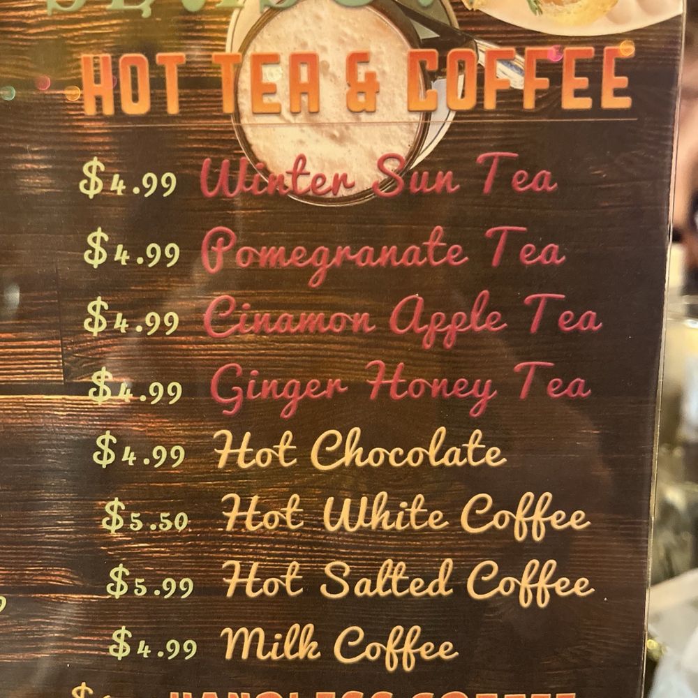 Hot tea and coffee menu Hot tea and coffee menu