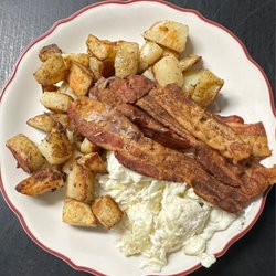 3 egg whites, homefries and a side of crispy bacon