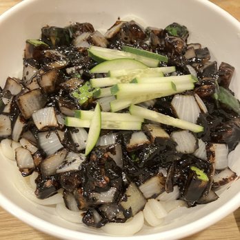 Korea King - Jajang - udon noodle with black soy gravy - Korean Near Me - Omaha, Nebraska