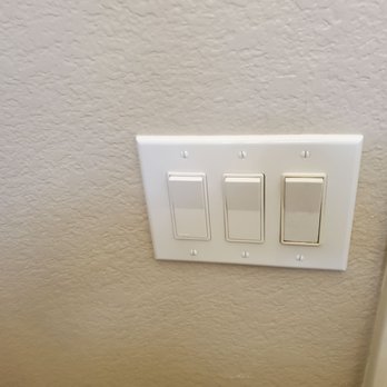 Dican Electric - Converted single switch to 3 switch panel. One for exhaust fan, one for exhaust light and kept existing light switch. - Electricians Near Me Dican Electric - Converted single switch to 3 switch panel. One for exhaust fan, one for exhaust light and kept existing light switch. - Electricians Near Me