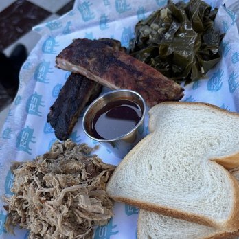 Netflix Bites - Ribs with pulled pork and collard greens. Plus plain wonder bread? - American Near Me - Los Angeles, California