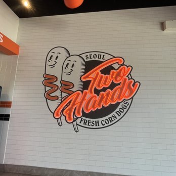 Two Hands Fresh Corn Dogs - interior sign - Hot Dogs Near Me - Sugar Land, Texas Two Hands Fresh Corn Dogs - interior sign - Hot Dogs Near Me - Sugar Land, Texas