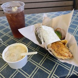 The taco is as big as a burrito and very tasty