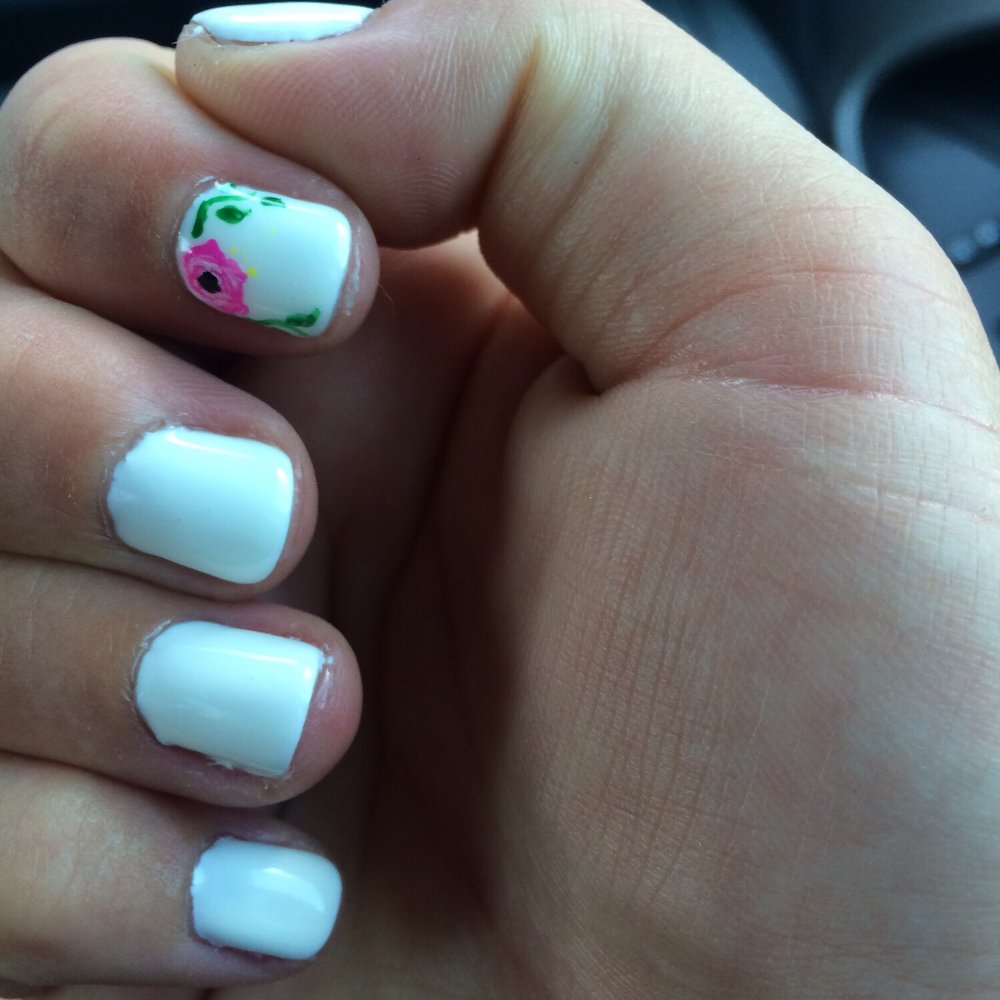 The Nail Bar - You can see the uneven paint on the sides and my nails aren't even. But the rifle paper co. Flower is so cute. - Nail Salons Near Me - Franklin, Tennessee The Nail Bar - You can see the uneven paint on the sides and my nails aren't even. But the rifle paper co. Flower is so cute. - Nail Salons Near Me - Franklin, Tennessee