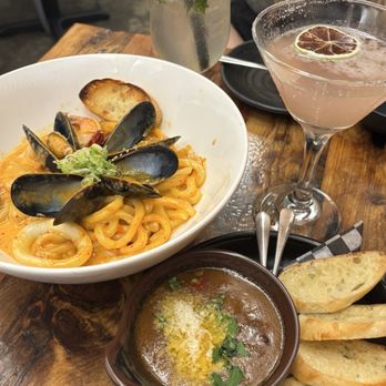 MeNami - Spicy cream seafood udon and the curry with bread. - Japanese Near Me - Toronto, Ontario