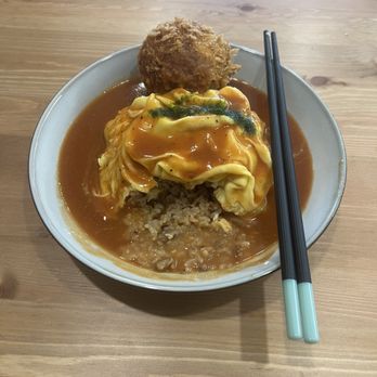 Lucky Pig - Omurice with beef ball katsu - Korean Near Me - Whittier, California