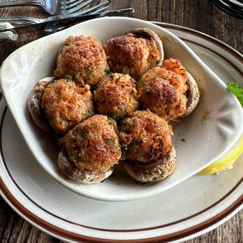 The Steakhouse - Stuffed mushrooms, I get them every time we go!! - Steakhouses Near Me - Wells, Maine