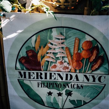 Merienda Nyc - a sign that says meriendan's filipino snacks it's time to chibog - Food Stands Near Me Merienda Nyc - a sign that says meriendan's filipino snacks it's time to chibog - Food Stands Near Me
