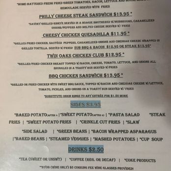 Twin Oaks - Menu - American Near Me - Savannah, Tennessee