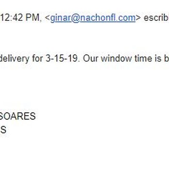 Nachon Lumber - Written confirmation after being promised delivery over the phone multiple times in the last two months - Building Supplies Near Me - Hialeah, Florida Nachon Lumber - Written confirmation after being promised delivery over the phone multiple times in the last two months - Building Supplies Near Me - Hialeah, Florida