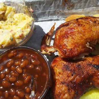 A Little BBQ Joint - Chicken special.  Yum!!!  Beans were great and the hot potato salad was delisch. - Barbeque Near Me - Independence, Missouri